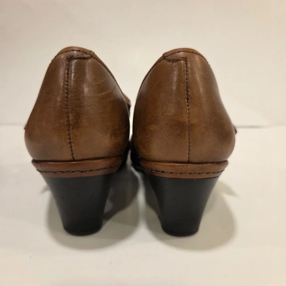 Cobb Hill Mary Jane‎ Heels Womens 8M Tan Leather Ruched Office Career Academia